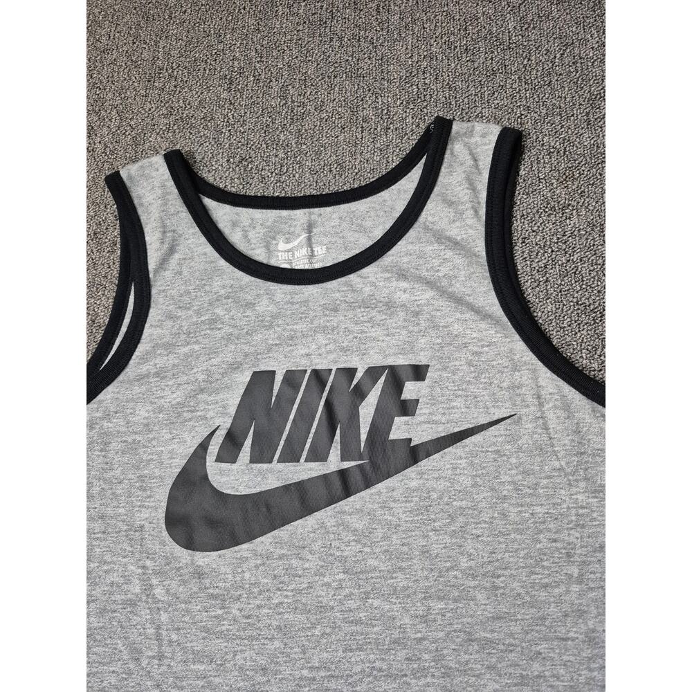 Nike Gray Logo Tank Top Medium Athletic Cut Sleeveless Gym Workout Casual - Picture 2 of 4
